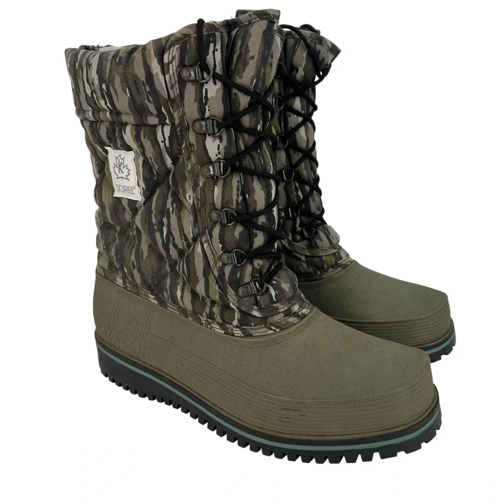 Vintage Sorel Boots Mens Size 9 Green Camo Insulated Wool Lined Snow Winter‎